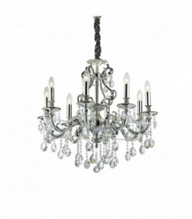 Silver pendant lamp in GIOCONDA crystal 8 bulbs
