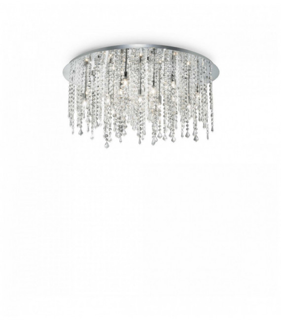 Lampada da soffitto cromata in cristallo ROYAL 15 lampadine