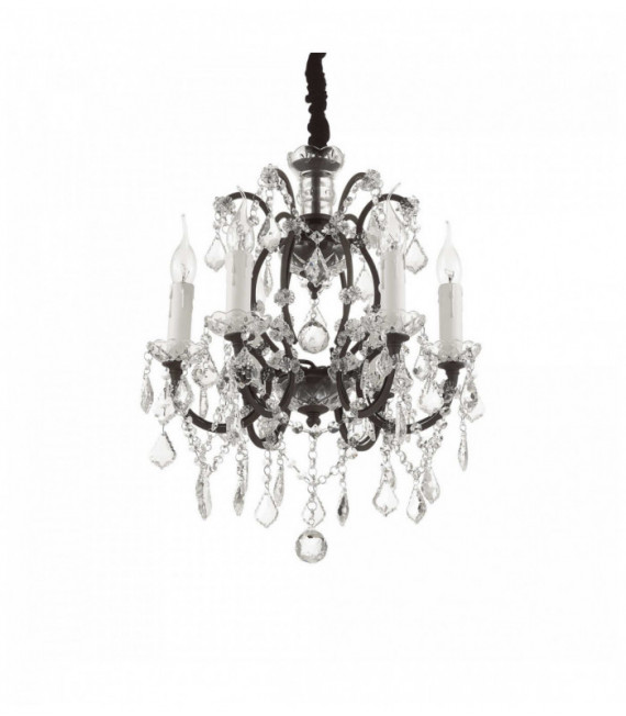 Black crystal pendant lamp LIBERTY 6 bulbs
