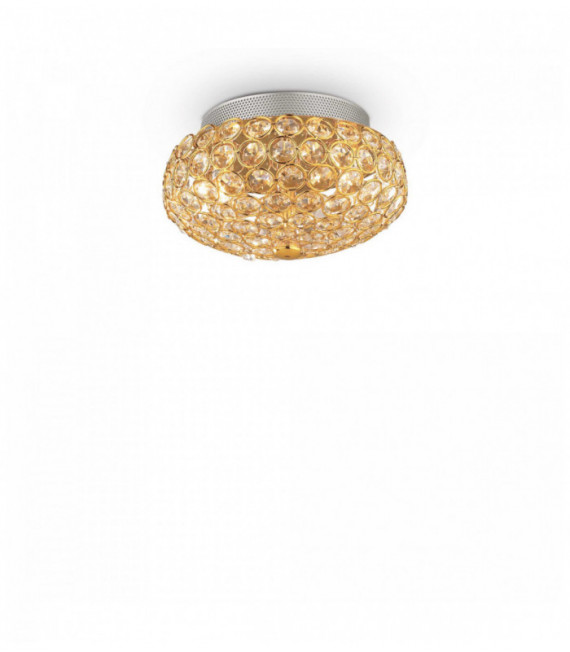 Plafoniera dorata in cristallo KING 3 lampadine