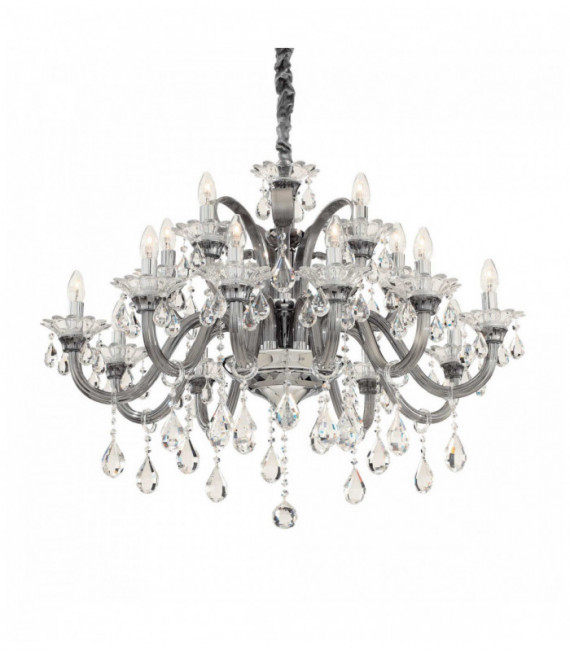Gray COLOSSAL crystal pendant light 15 bulbs