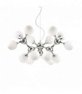 White pendant light NODI BIANCO 15 bulbs