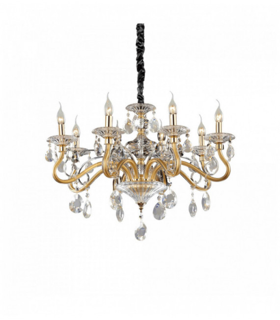 Golden crystal pendant NEGRESCO 8 bulbs