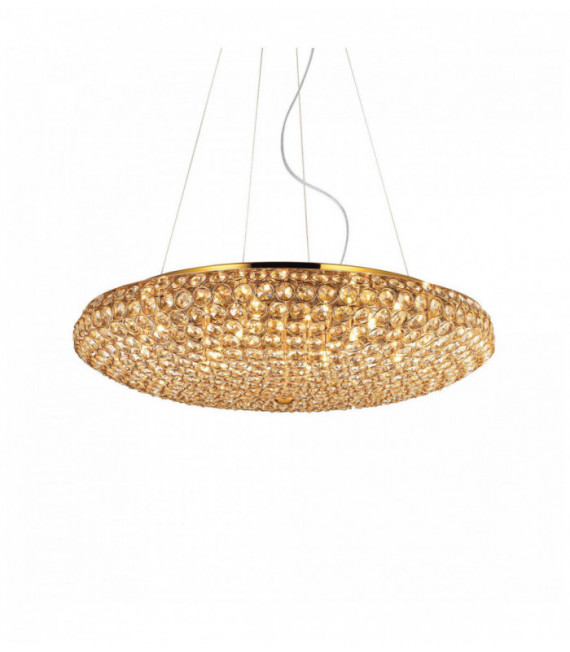 Lampada a sospensione in cristallo KING dorato 12 lampadine