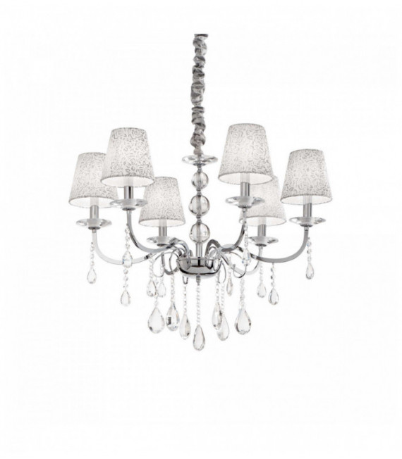 PANTHEON silver crystal pendant light 6 bulbs