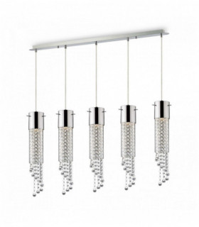 Lampadario GOCCE cristallo cromato 5 lampadine