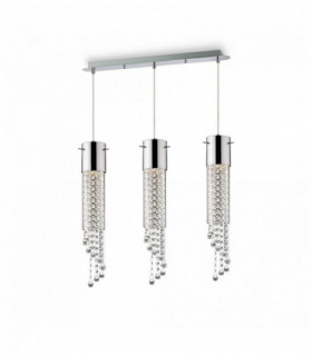 Suspension Chromée en cristal GOCCE 3 ampoules