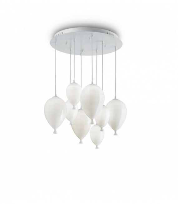 White CLOWN pendant light 8 bulbs