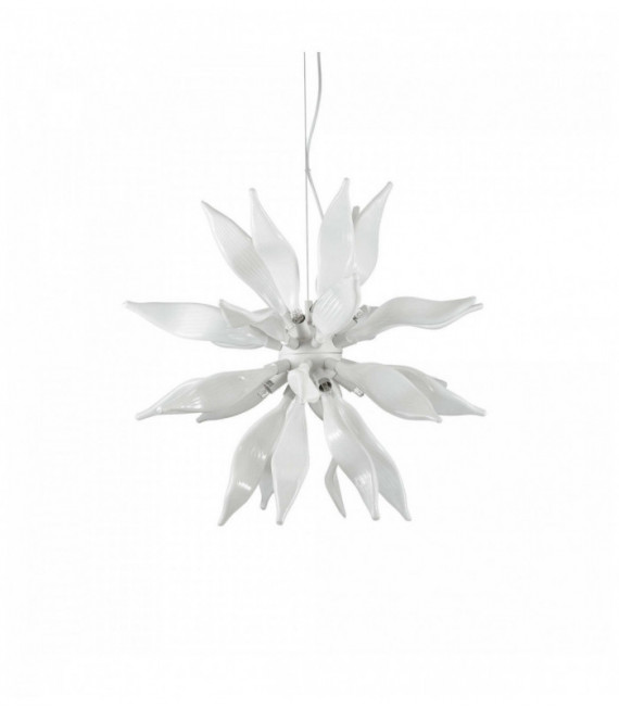 White LEAVES pendant light 8 bulbs