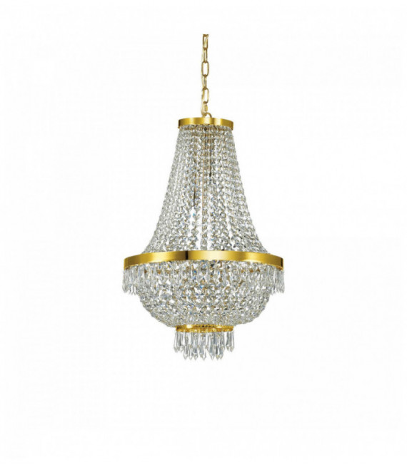 Suspension Dorée en cristal CAESAR 9 ampoules