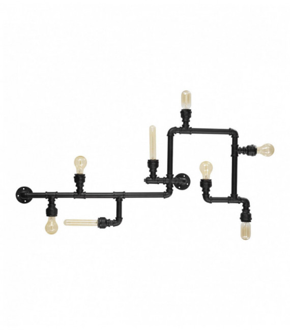 Plafonnier Noir PLUMBER 8 ampoules