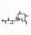 Plafonnier Noir PLUMBER 8 ampoules