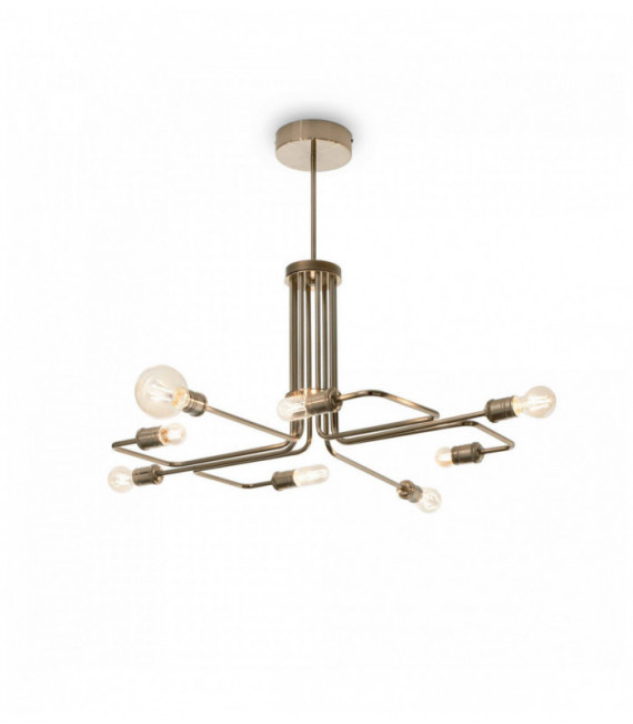 Suspension Laiton antique TRIUMPH 8 ampoules