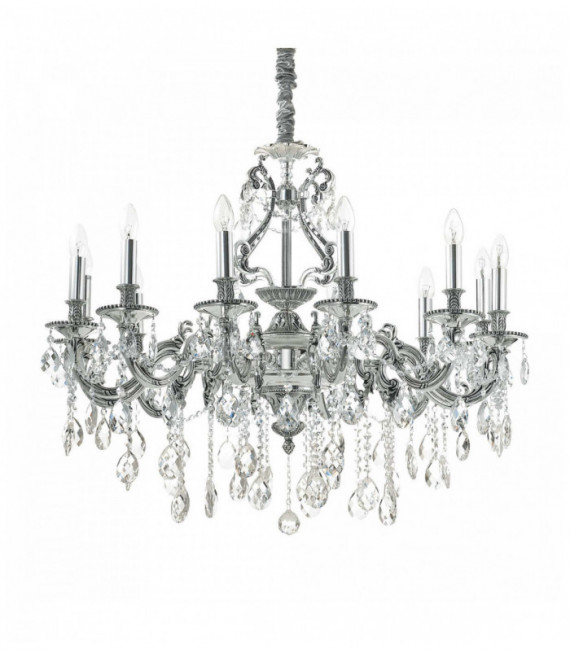 Silver crystal pendant GIOCONDA 12 bulbs