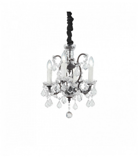 Suspension Noire en cristal LIBERTY 4 ampoules