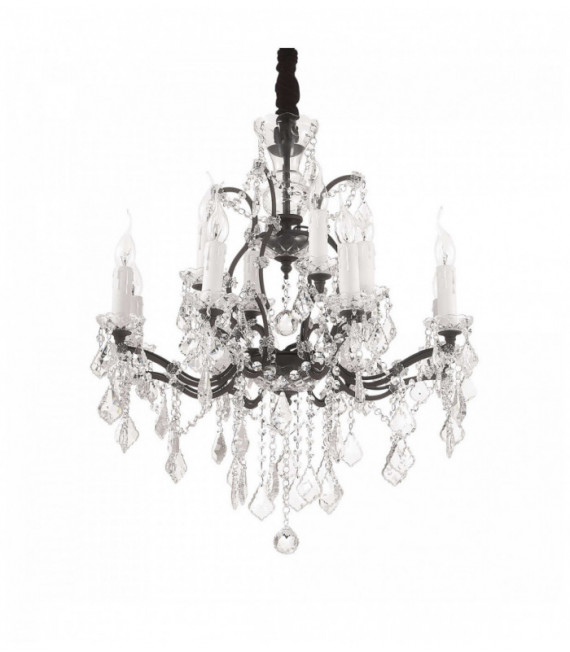 Black crystal pendant light LIBERTY 12 bulbs