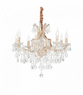 Golden crystal pendant NAPOLEON 8 bulbs