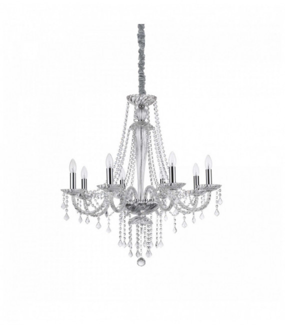 Lampada a sospensione in cristallo AMADEUS trasparente 8 lampadine