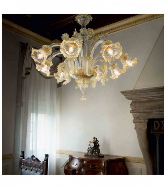 Lampada a sospensione ambra RIALTO 8 lampadine