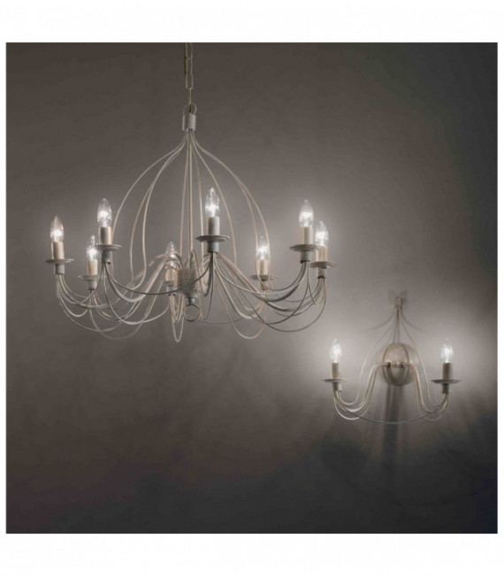Lampadario bianco antico CORTE 8 lampadine