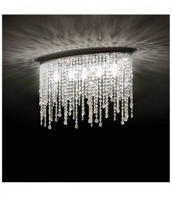 Plafonnier Chrome en cristal RAIN CLEAR 5 ampoules