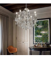 Silver pendant lamp in GIOCONDA crystal 8 bulbs