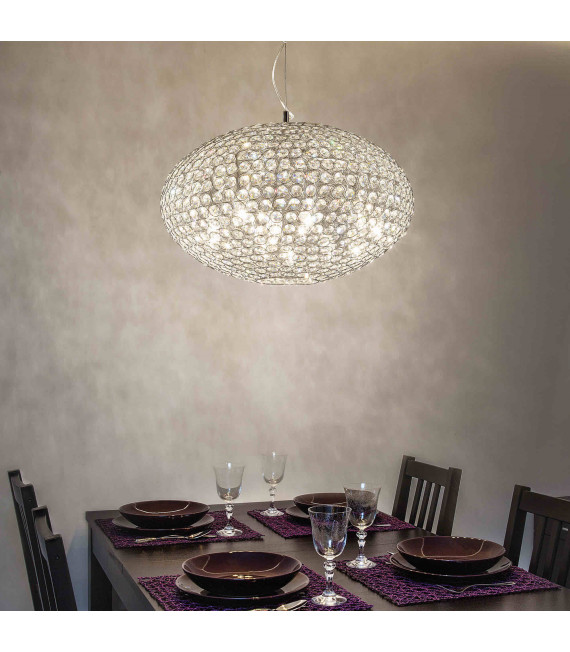 Ciondolo cromato in cristallo ORION 8 lampadine