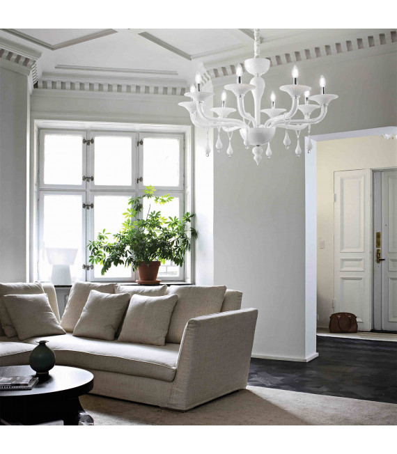MIRAMARE weiße Pendelleuchte 8 Glühbirnen