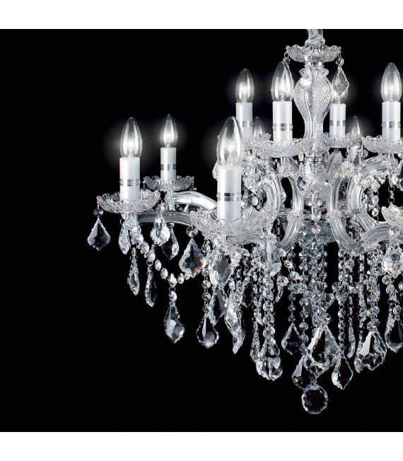 Suspension Chromée en cristal FLORIAN 18 ampoules