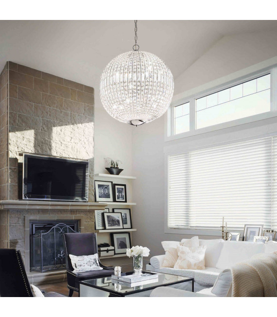 Suspension Chromée en cristal LUXOR 6 ampoules