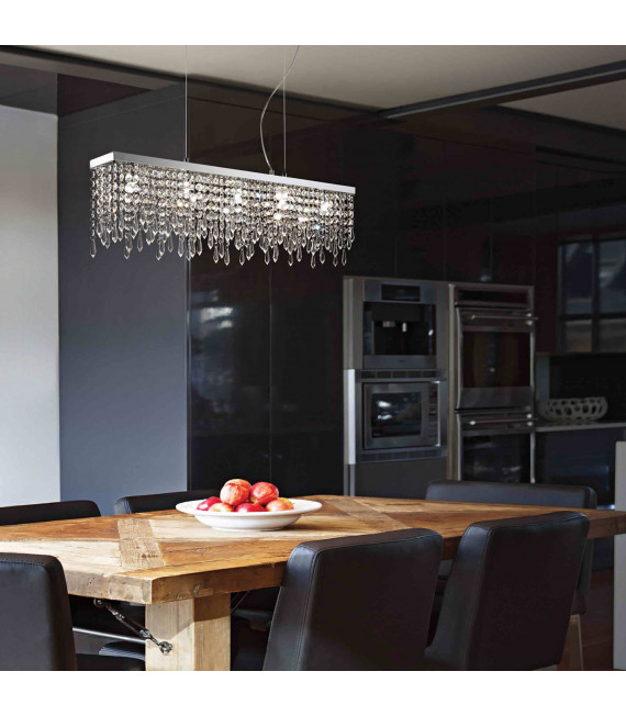 Transparent pendant in crystal GIADA CLEAR 5 bulbs