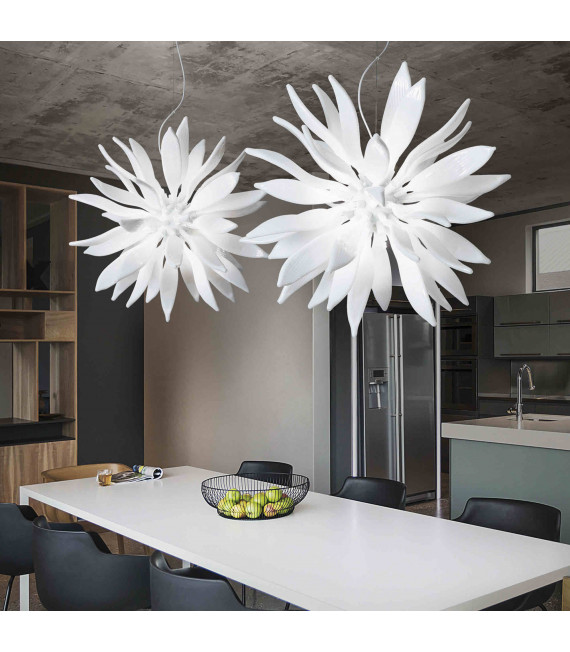 White LEAVES pendant light 12 bulbs