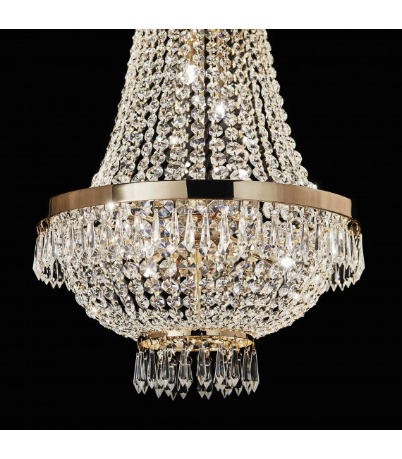 Golden pendant in crystal CAESAR 6 bulbs