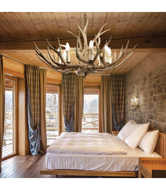 Beige CHALET pendant light 8 bulbs