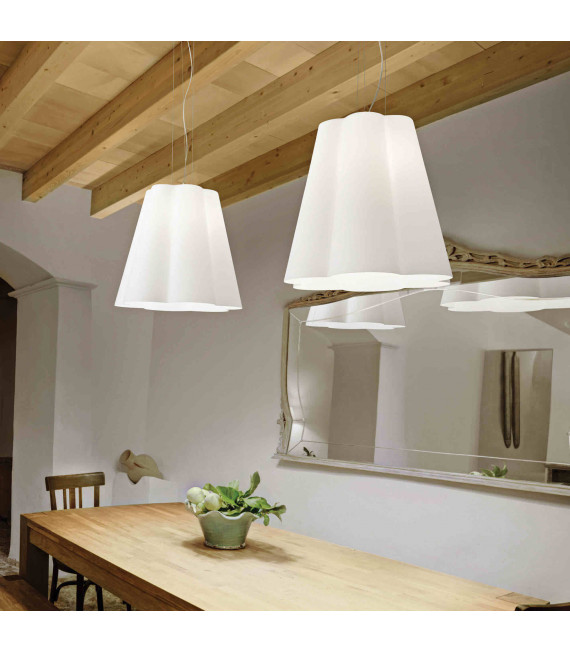 Suspension Blanche SESTO 1 ampoule Diamètre 50 Cm