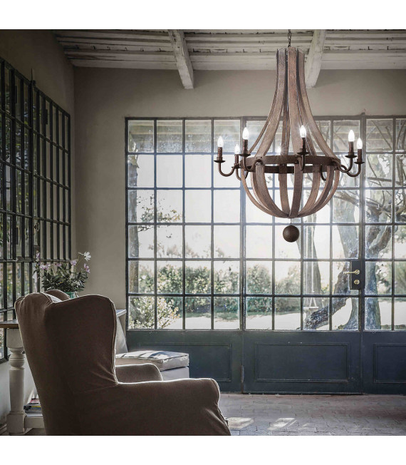 Lampada a sospensione in legno MILLENNIUM 8 lampadine