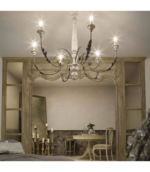 VOLTERRA wood pendant light 6 bulbs
