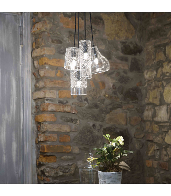 Transparent COGNAC pendant light 1 glass bulb