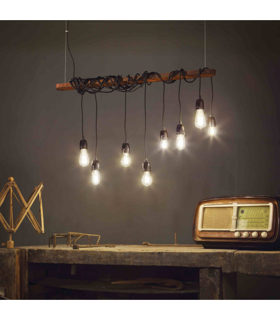 Lampada a sospensione ELETTRICA Corten 8 lampadine