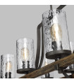 Chandelier Angelo en chêne / en ardoise en métal gris