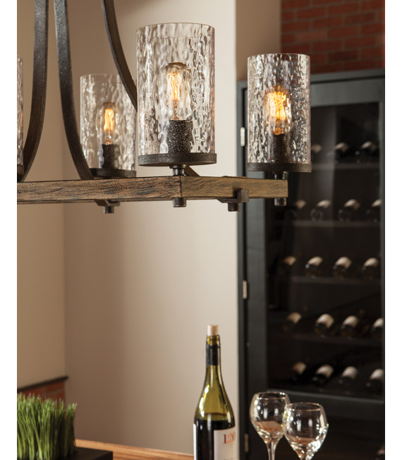 Chandelier Angelo en chêne / en ardoise en métal gris
