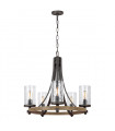 Chandelier Angelo en chêne / en ardoise en métal gris