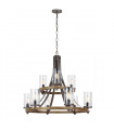 Chandelier Angelo en chêne / en ardoise en métal gris