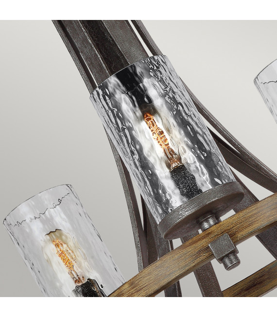 Chandelier Angelo en chêne / en ardoise en métal gris