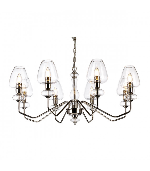 Chandelier Armand Nickel poli avec des nuances de verre claire 40