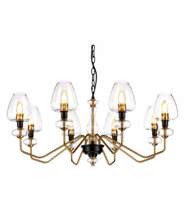 Chandelier Armand Peinture noire plaquée en laiton et charbon de bois 40