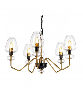 Chandelier Armand Peinture noire plaquée en laiton et charbon de bois 40