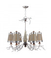 Chandelier Kristal Luxe Feuille d'argent et taupe 77