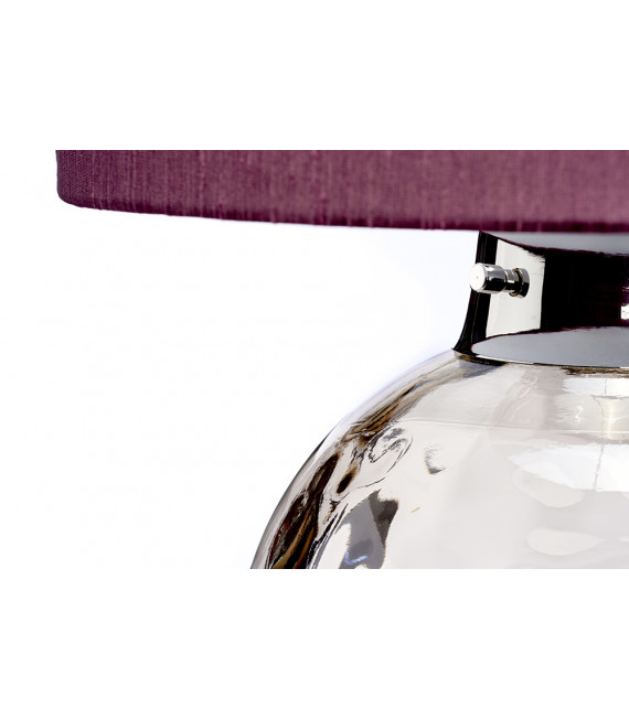 Lampe de table Kara Nickel poli métallique - Verrerie Fumée 55,5 Cm