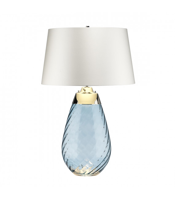 Lampe de table Lena Verre bleu teinté / ombre blanc cassé 74 Cm